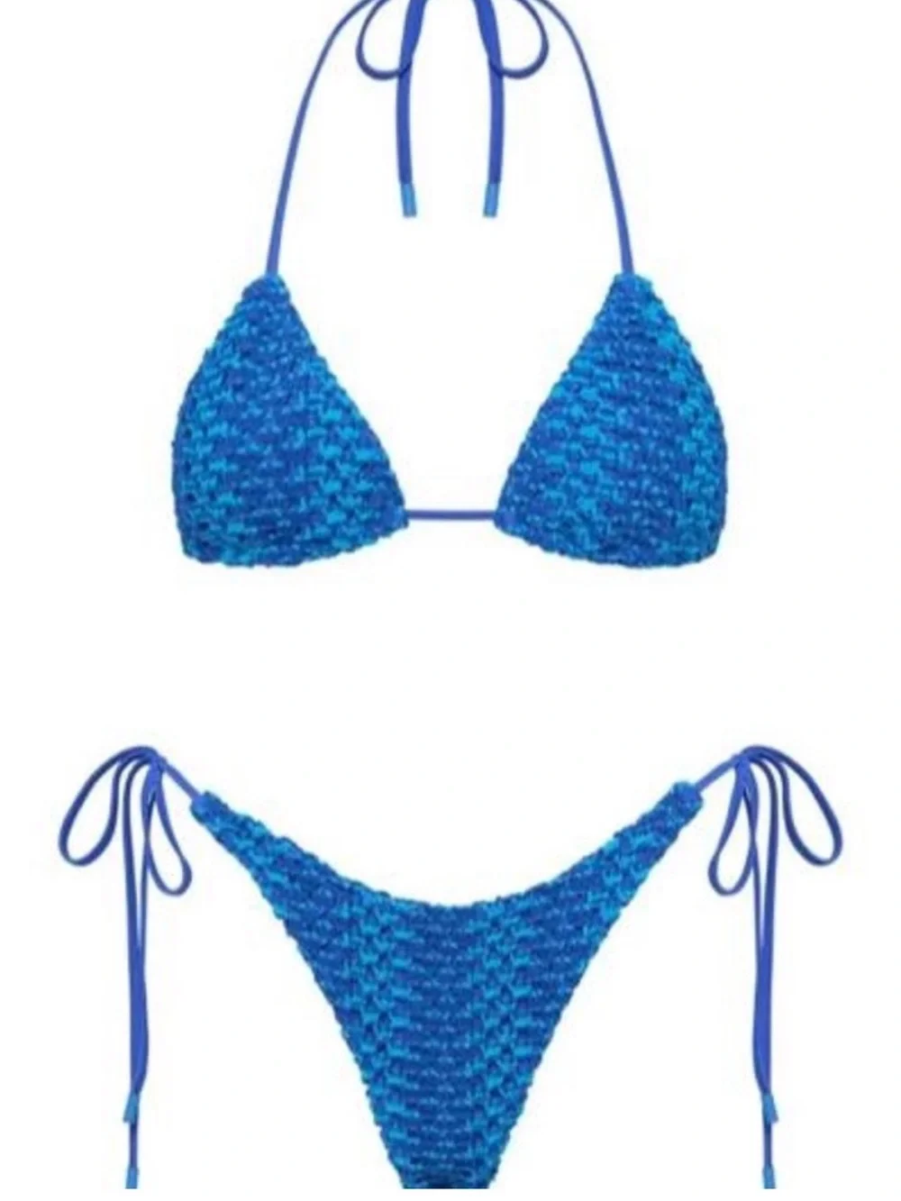 Blue Crocheted Tie-Side Bikini Set - Picture 1 of 4
